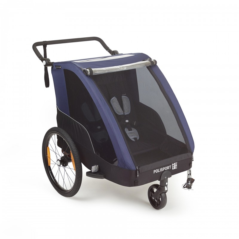 Remorca Carucior Transport Copii Bicicleta Polisport Albastru